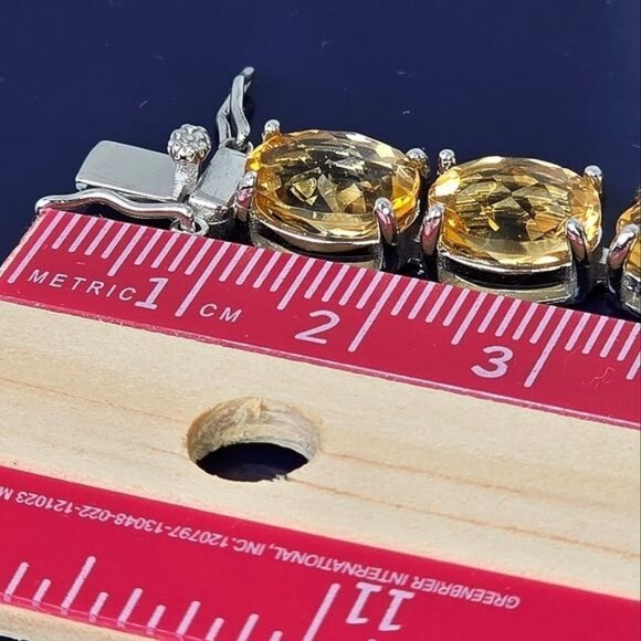 925 Sterling Silver Bracelet 18.5cm with 10x8mm Natural Citrine Gemstone - Picture 3 of 9